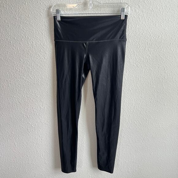 Noli Black Shimmer Mid Rise Leggings Women's S Ankle Stretch Shiny Athletic Gym - Picture 1 of 5